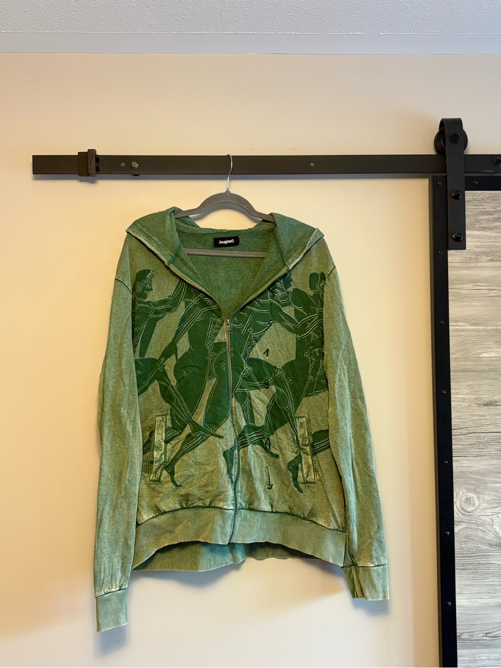Desigual Green Graphic Zip-Up Hoodie